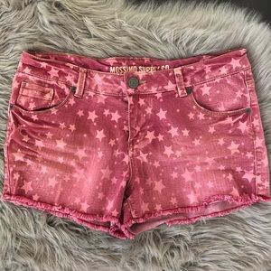 Mossimo Stars Patriotic Rose Pink Jean Cut off Shorts Fourth of July  Beach 13